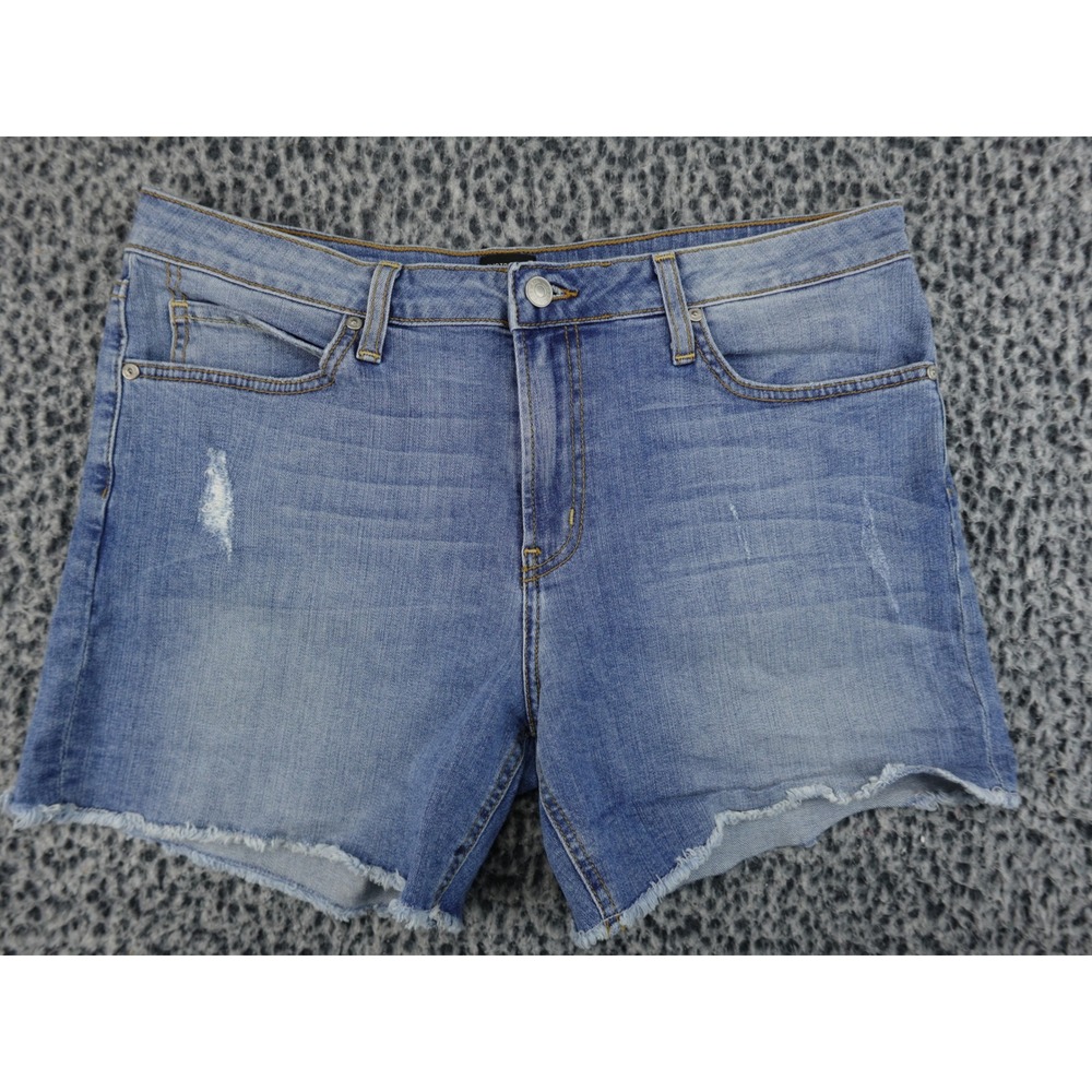 Just Black Denim Shorts Womens 32 Blue Distressed Cut Off Frayed Hem Made in USA